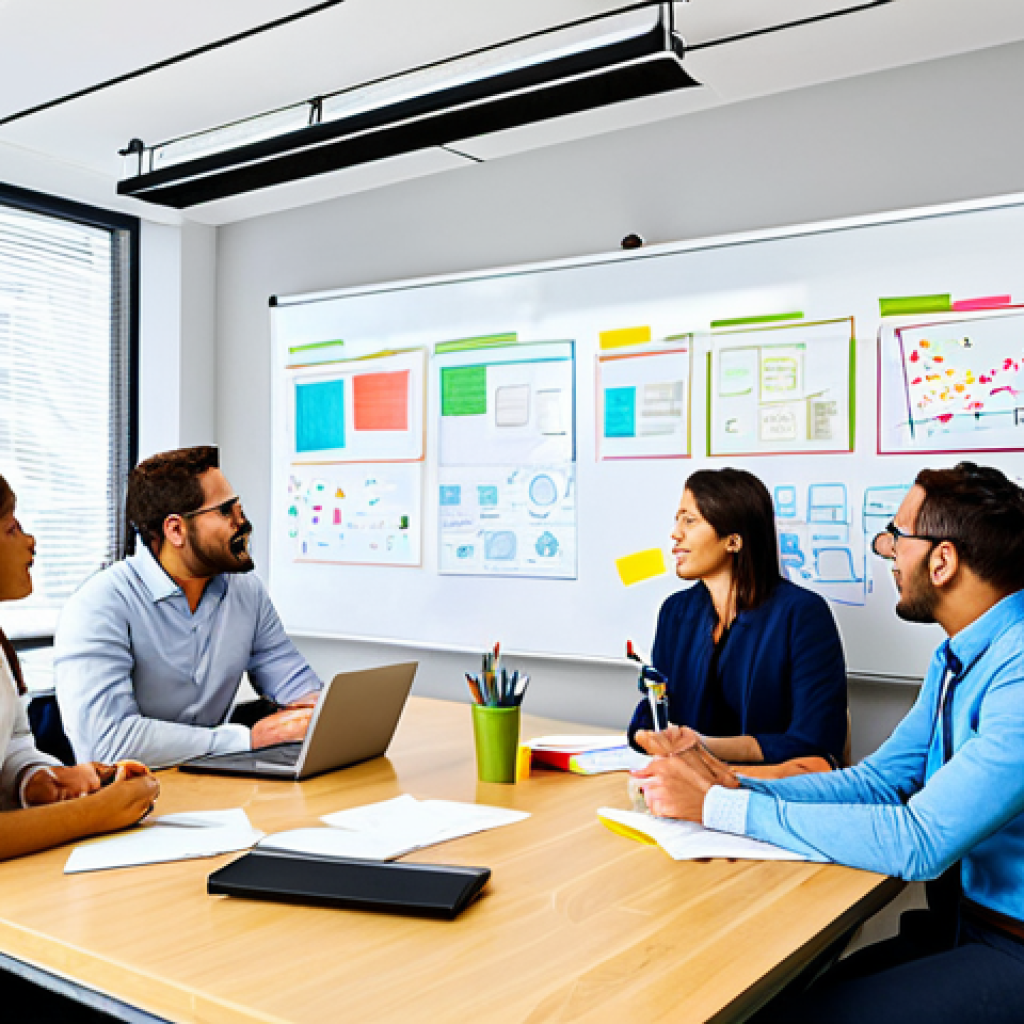 심리적 안전감을 위한 팀 목표의 일관성 유지 - Open Communication Brainstorming**

"A diverse team of professionals in a brightly lit, modern offic...