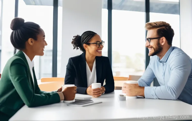 심리적 안전감을 위한 팀 내 갈등 예방 전략 - **Image Prompt:** A diverse group of five professionals (mix of genders, ages, and ethnicities) in a...