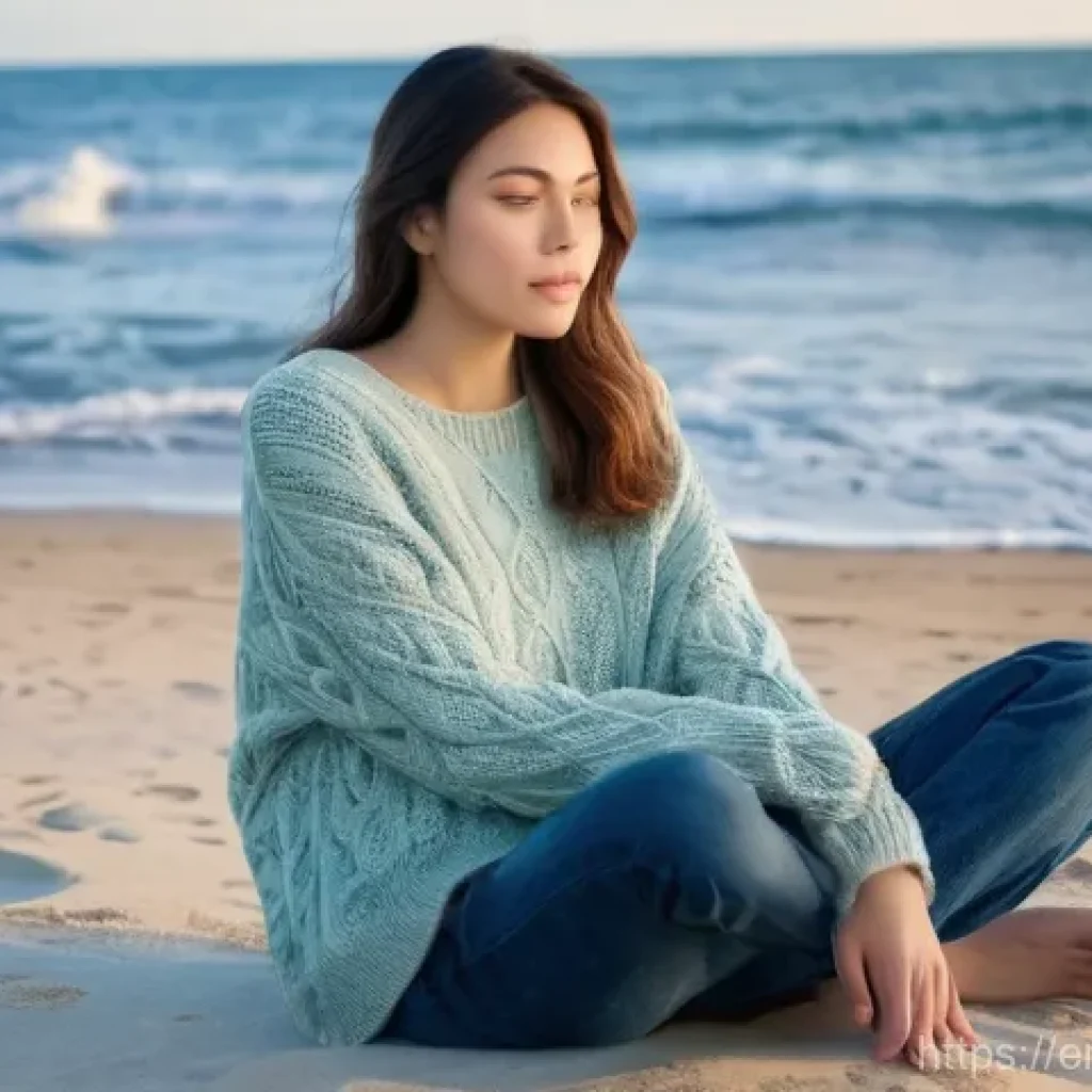 심리적 안전감을 위한 심리 상담 프로그램 효과 - **Prompt:** A serene and calm woman in her late 20s, dressed in comfortable, modest attire (like a s...